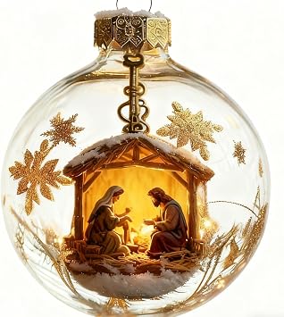 Nativity Ornaments, 3D Globe Religious, Material ABS, Nativity Decor Set, Christmas Crèche Ornaments, Globe Scene Design, For Holiday Home Use