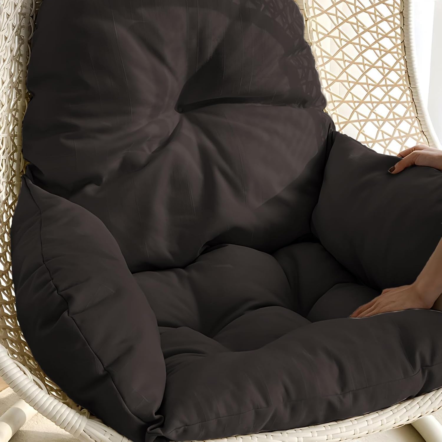 Thick Egg Chair Cushion Replacement, Thickened Hanging Basket Seat Pad, Washable Hammock Chair Cushions, Outdoor Patio Swing Chair Cushion Only (Coffe)