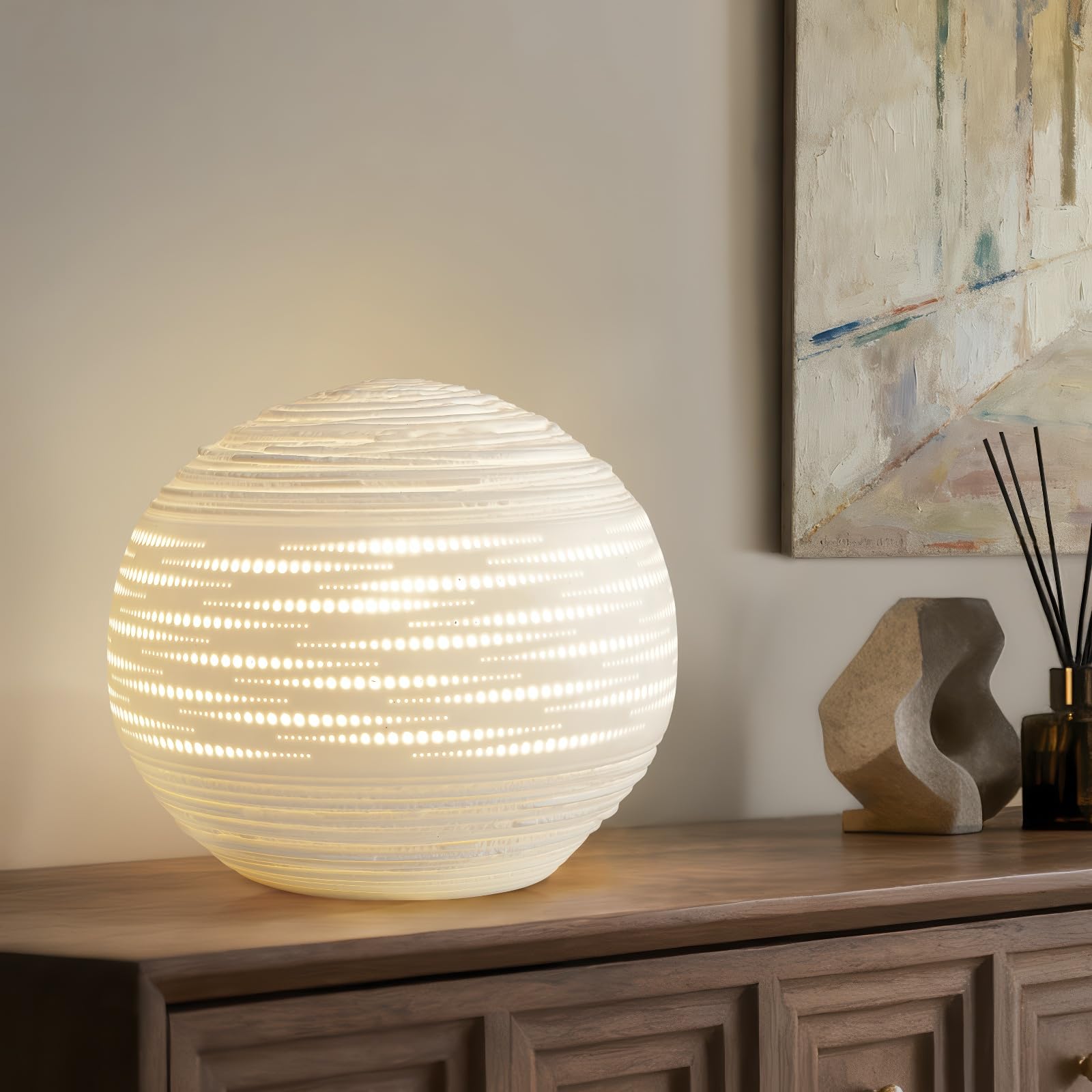 RONDURE 8 7 Modern Ceramic Table Lamp Fully Dimmable Modern Bedside Lamps for Bedroom Living Room and Nightstand