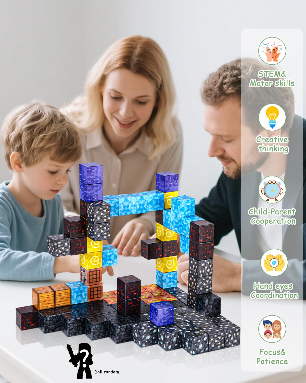 Jeu De Construction Magnétique 54 Pièces - Blocs Sensoriels Montessori - Jouet STEM éducatif Pour Enfants 3 Ans Et Plus