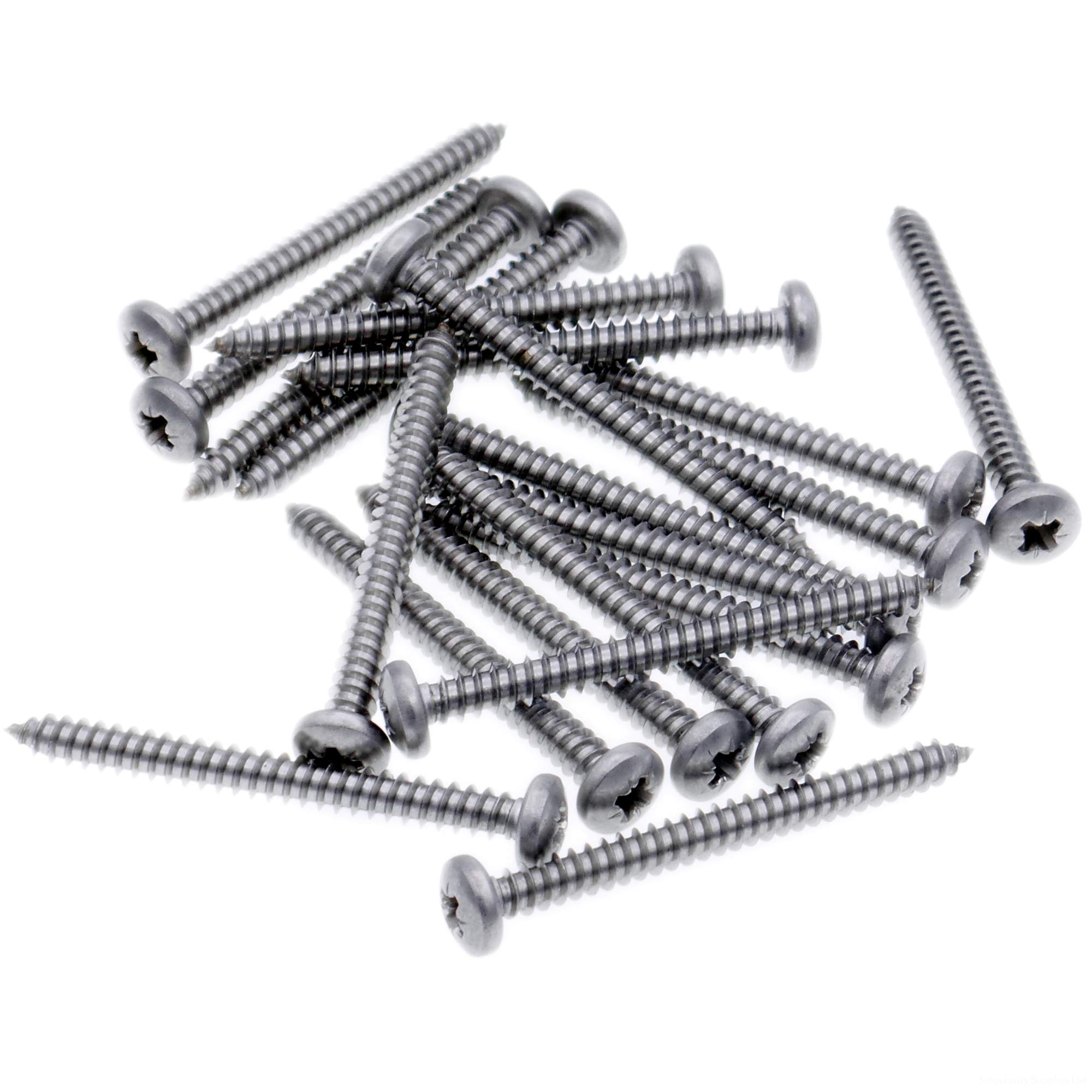 Singularity Supplies No.6 X 0.375 (3.5Mm X 9.5Mm) Pozi Pan Self-Tapping Screw - Stainless Steel (A2) (Pack Of 20)
