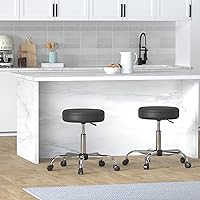 Vista 2 de Yaxa Basics Taburete de bar de dibujo técnico con ruedas, giratorio de altura ajustable, negro, 22.05" P x 22.83" A x 19.88" Al