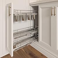 Vista 7 de 3-Tier 5" W x 21" D Narrow Pull Out Cabinet Organizer, Roll out Spice Rack Holder Shelve, Slide Out Slim Storage Wire Baskets for Storage