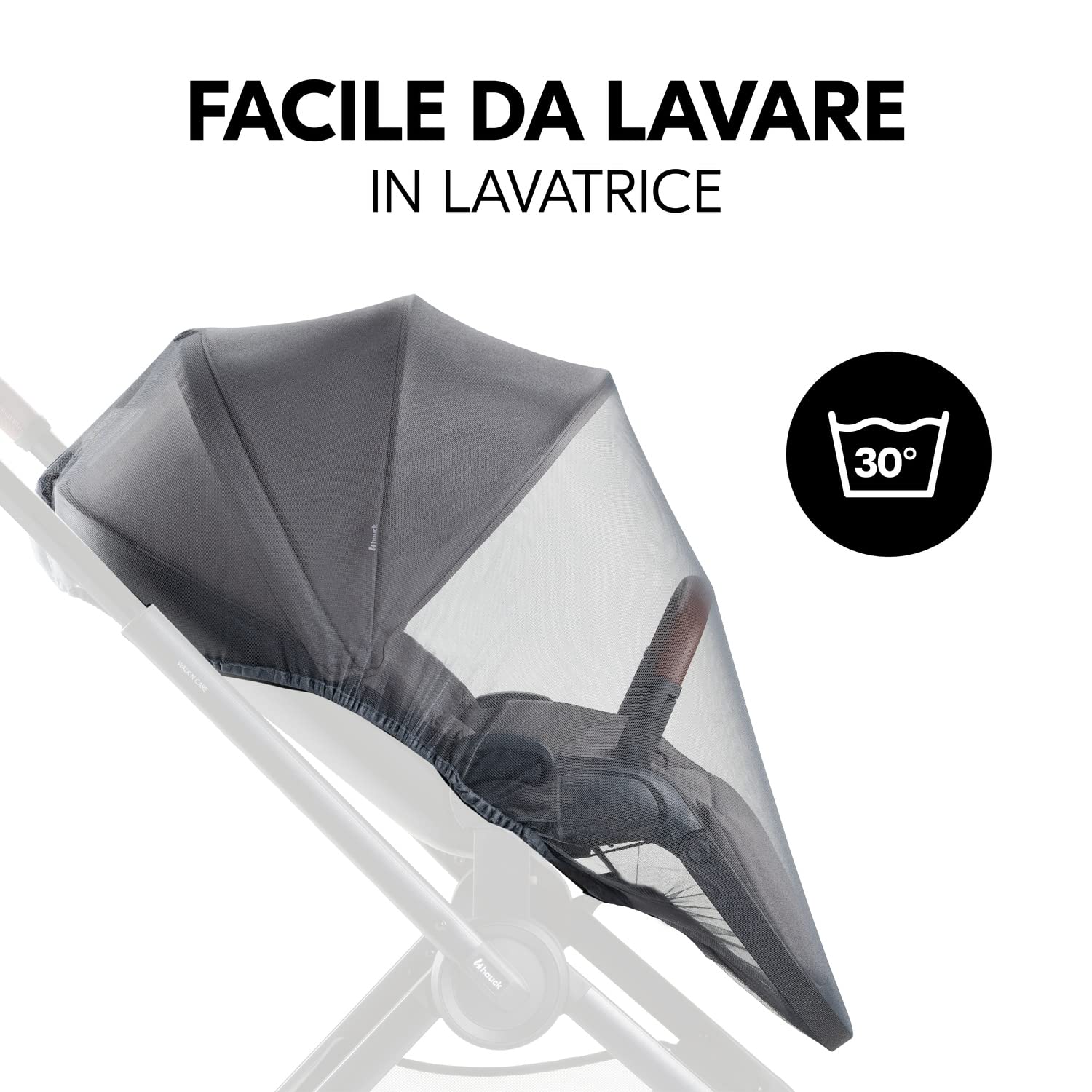 hauck Zanzariera Universale per Bambini, Grigio - 92 x 29 cm - Rete Antizanzare per Carrozzina, Passeggino e Culla - Tessuto Antistrappo - Facile da Fissare - Lavabile e Pieghevole