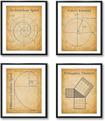 Math Art Prints - Set of Four 8x10 Unframed Geometry Wall Decor