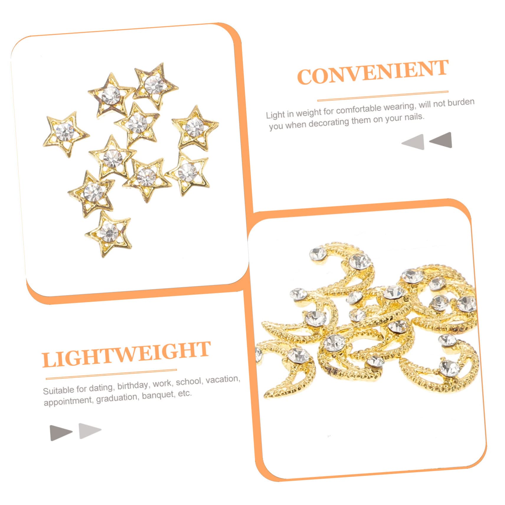 BESTYASH 4 Set Ciondoli Per Unghie Metallo Con Design E Stelle Accessori Per Nail Art Leggeri E Facili Applicare Per Decorazioni Unghie Eleganti E Uniche 30 Pezzi*4