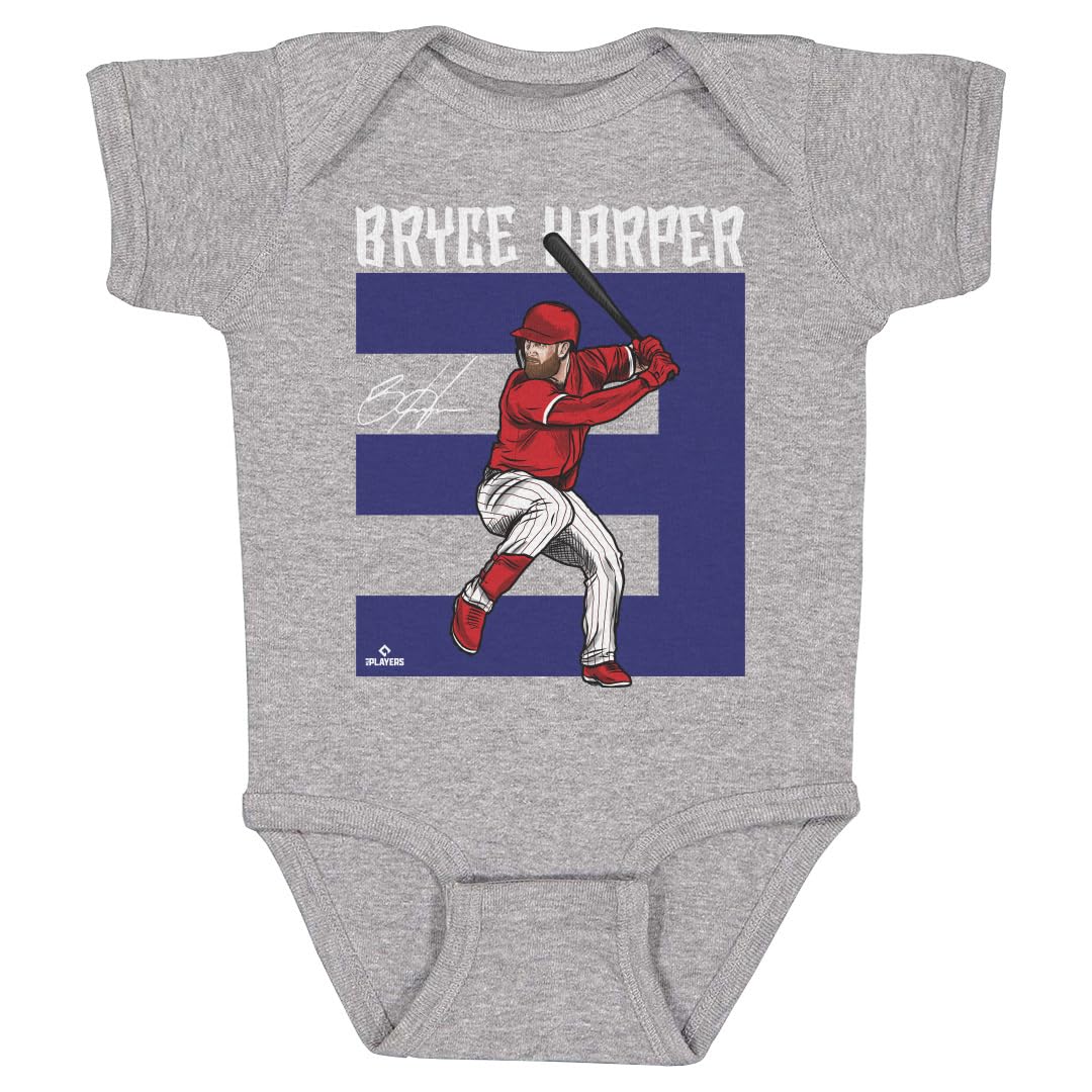 500 LEVEL Bryce Harper Baby Infant One Piece Bodysuit (12M, Heather Gray) - Bryce Harper Number B WHT