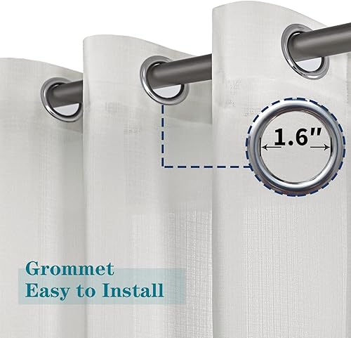 Miniatura 3 de BGment Cortinas semitraslúcidas con aspecto de lino para dormitorio, con ojales, filtrantes de luz, cortinas de privacidad con textura casual para