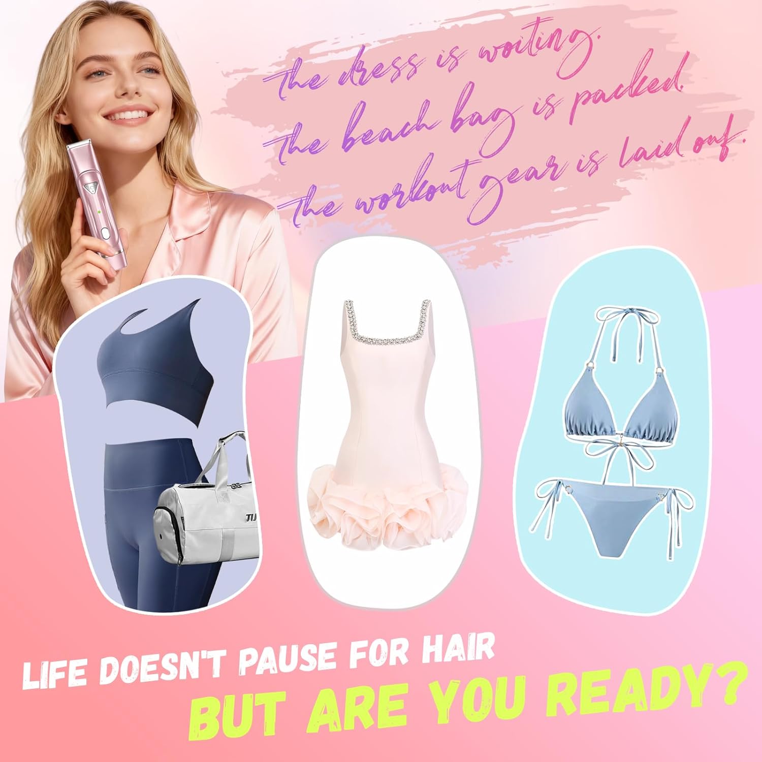 Dermave Bikini Shaver - Electric Bikini Trimmer for Women, Waterproof Dual Head Shaver Women (Pink) - Image 3