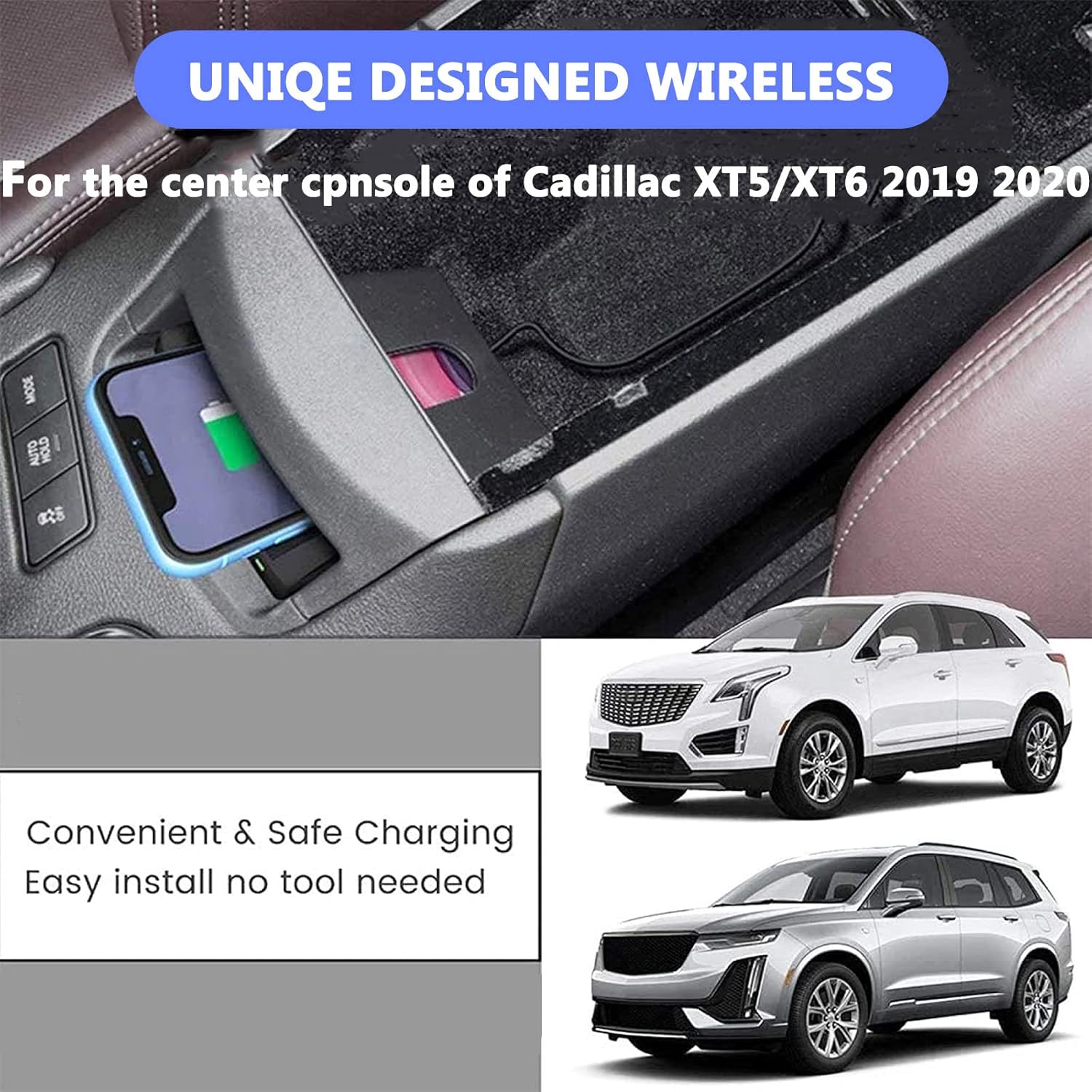 inbekea new wireless car chargerfor ca dillac xt6xt5 2019 202010w fast wireless phone charging padcenter console wireless charger forand any qi e