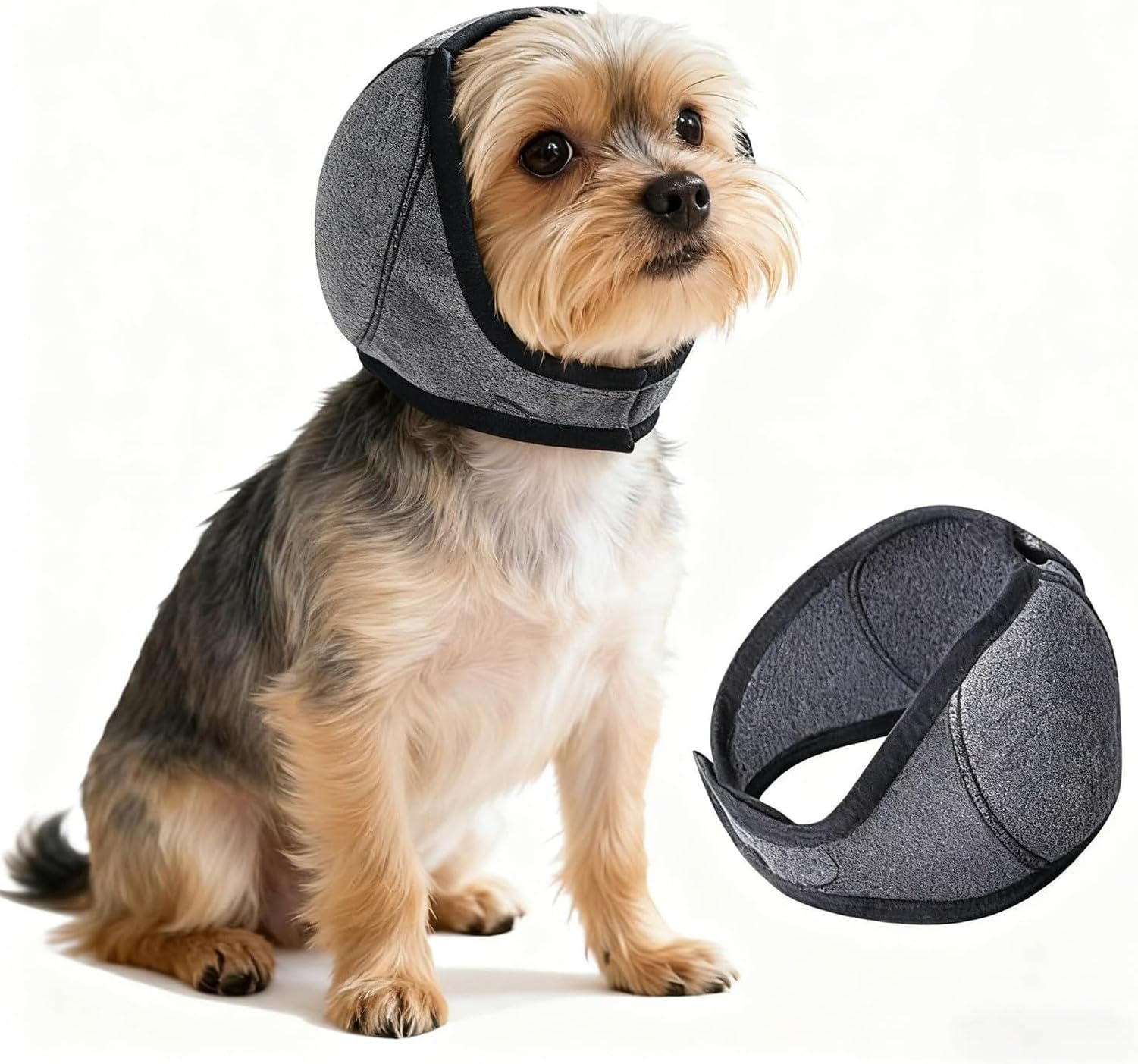 WOMGKDA Dog Ear Muffs Noise Protection for Anxious Dogs, Waterproof Adjustable Pet Ear Cover Muffs Anxiety Relief Noise Cancelling, Canine Hearing Protect Head Wrap for, Grey, S