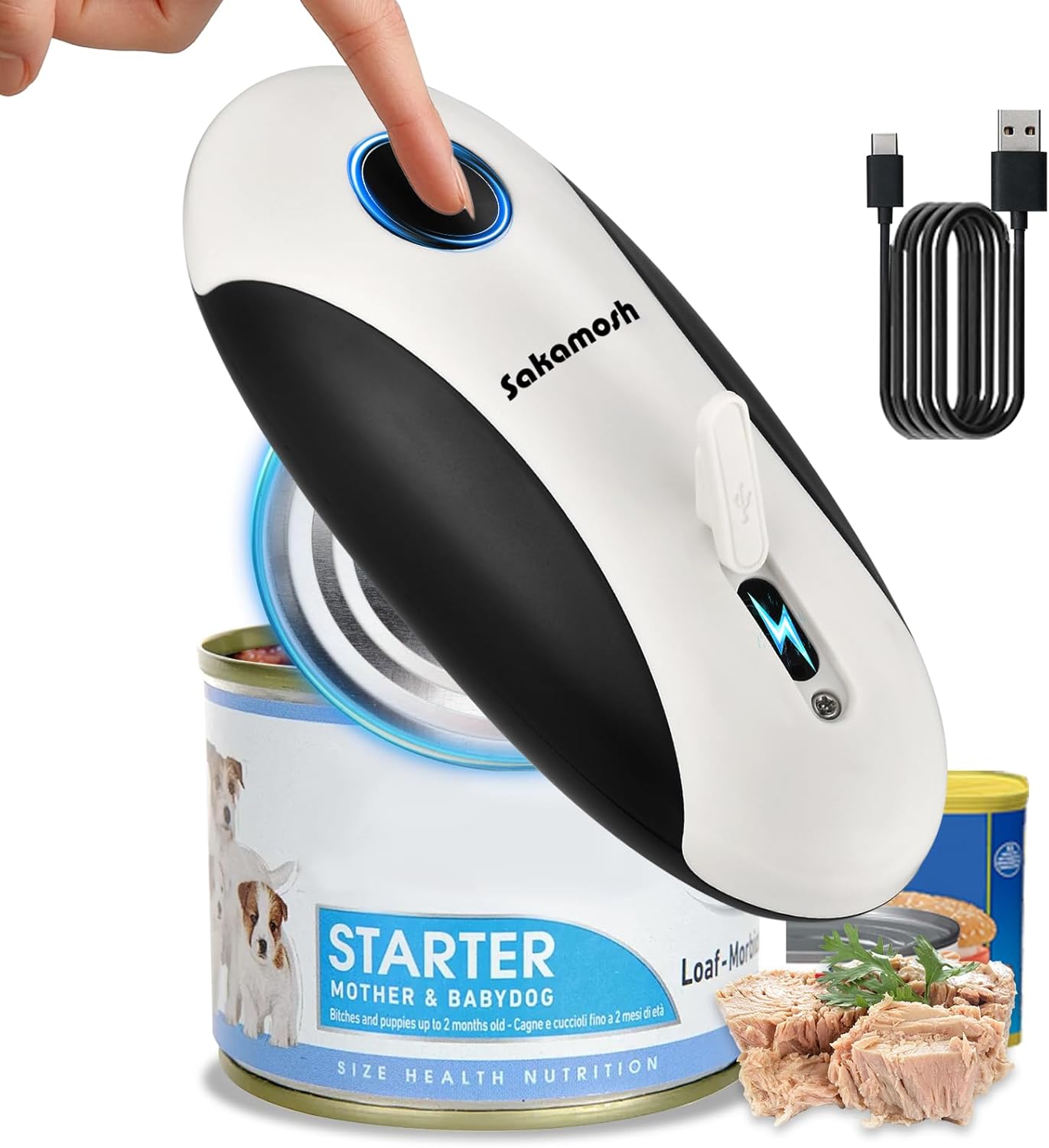 Rechargeable Electric Can Opener for Seniors, Hands Free Safety Automatic Can Opener Smooth Edge, Fits Most Cans for Kitchen, Left Handed, Arthritic