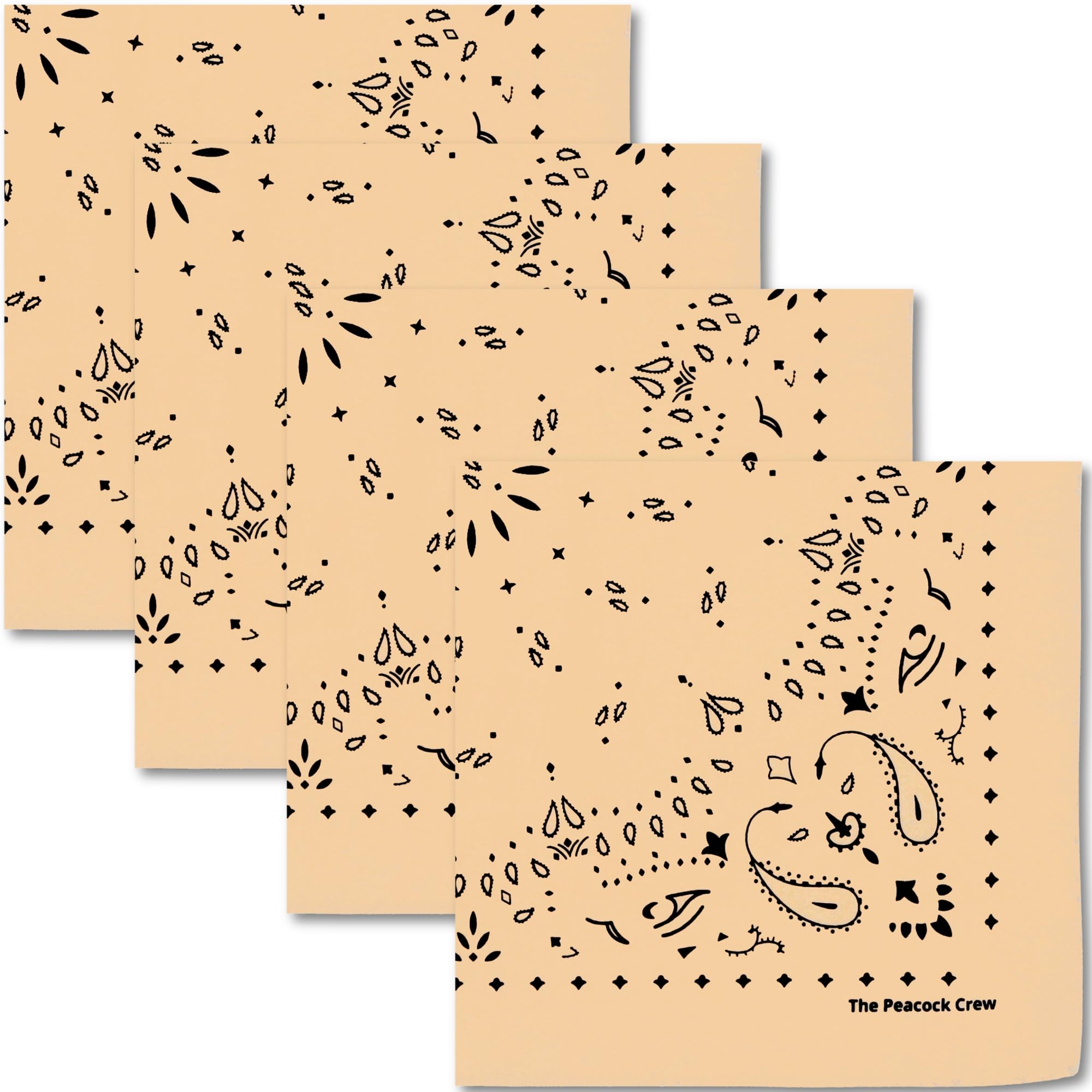 The Peacock Crew Premium Soft Cotton Bandanas Pack for Men and Women Paisley 22 x 22 inches