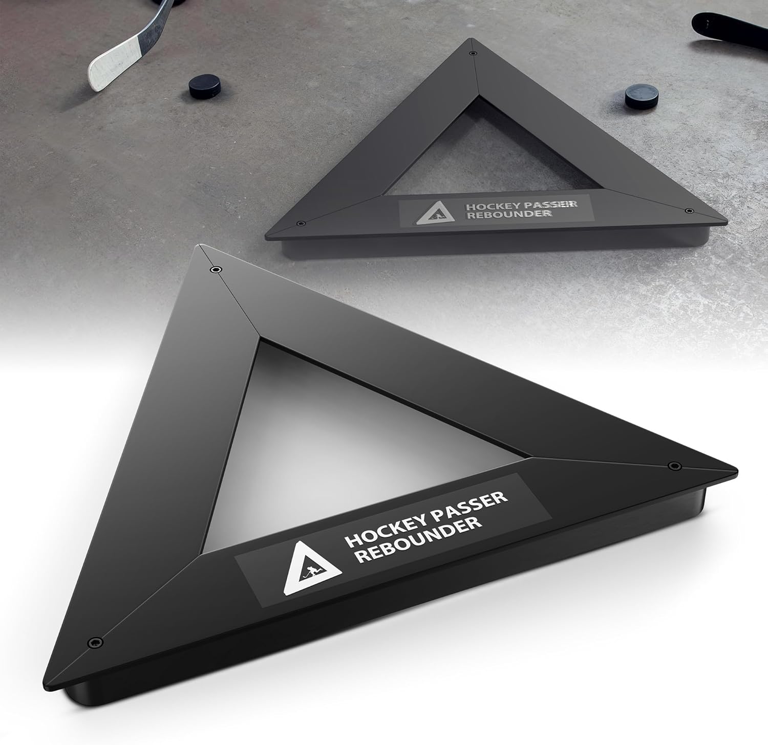 Hockey Training Equipment, Hockey Passer Rebounder, Portable 26" Triangle Trainer with Rubber Feet & Spikes, Heavy-Duty Steel for Passing & Stickhandling