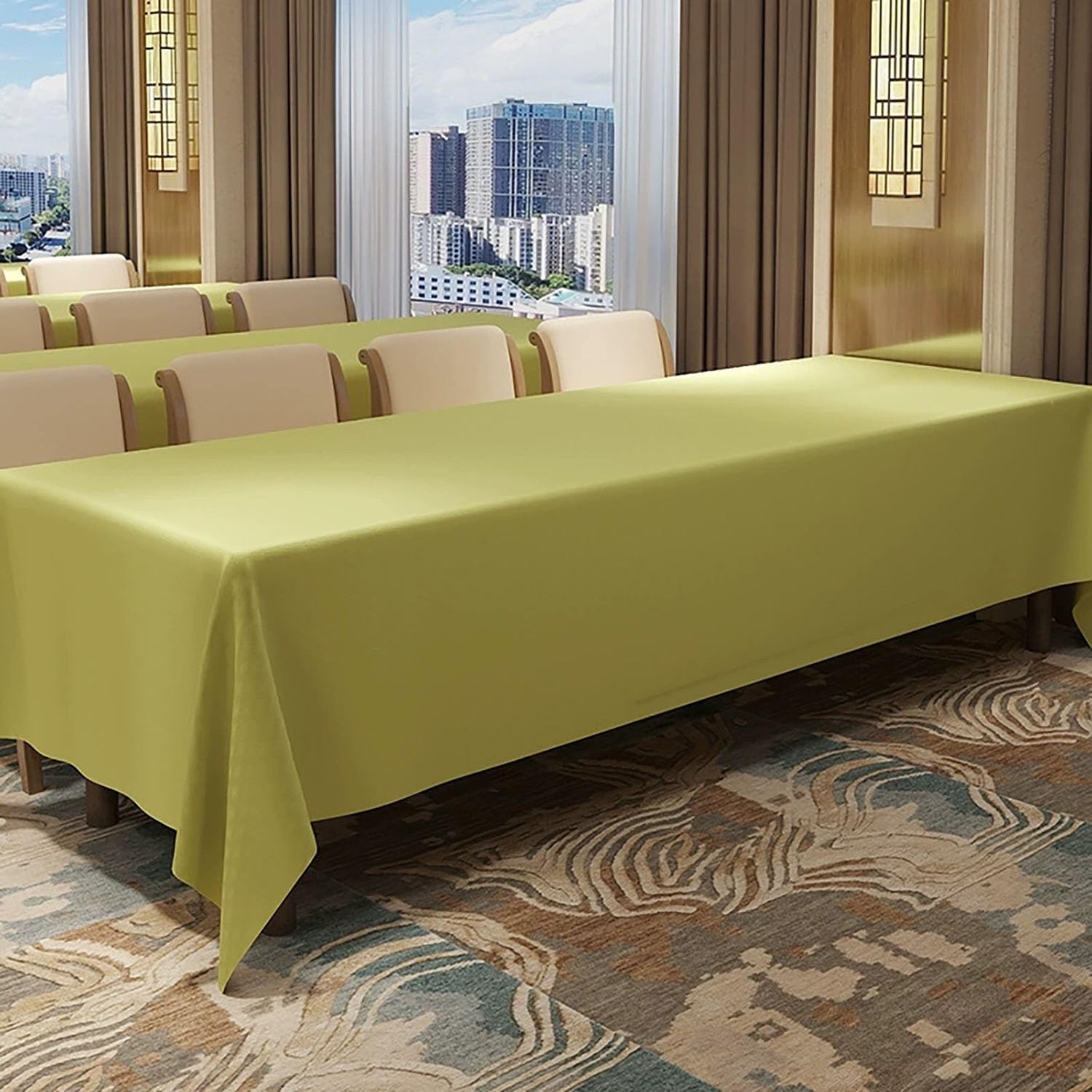 Nappe Imperméable Facile à Nettoyer Verte pour Table Rectangulaire