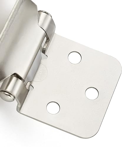 Miniatura 10 de Ravinte Paquete de 50 25 pares de bisagras de gabinete superpuestas de 12 pulgada de níquel satinado, bisagras de armario semiocultas para montaje