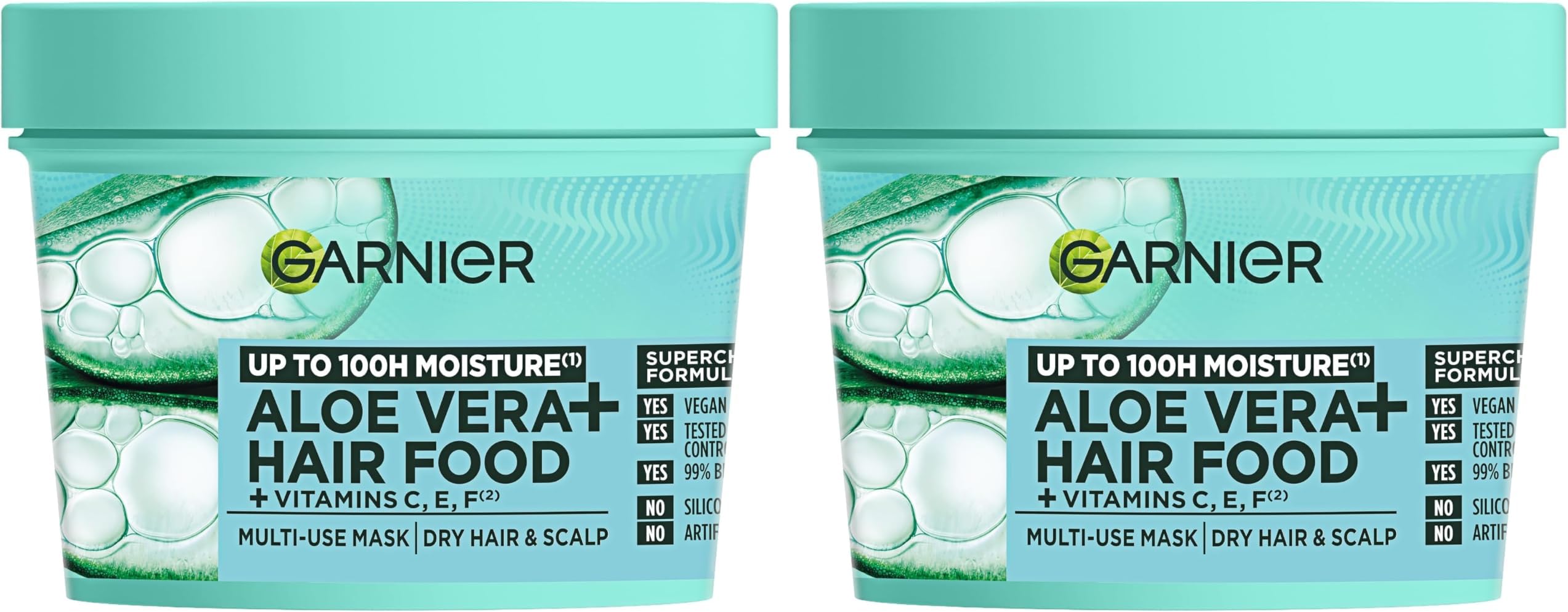 Hair Food Multi-use Hair Treatment Mask, Offers 8x More Hydration, Ideal for Dehydrated hair, No Silicones, Vegan Formula, Aloe Vera, Ultimate Blends, 400ml (Pack of 2)