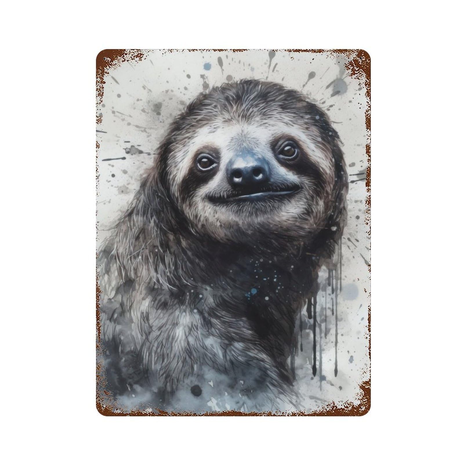 Retro Metal Sign with Sloth Natures Relaxer Design 15.7"x11.8", for Living Room, Hallway And Home Decor, Farmhouse Wall Decor