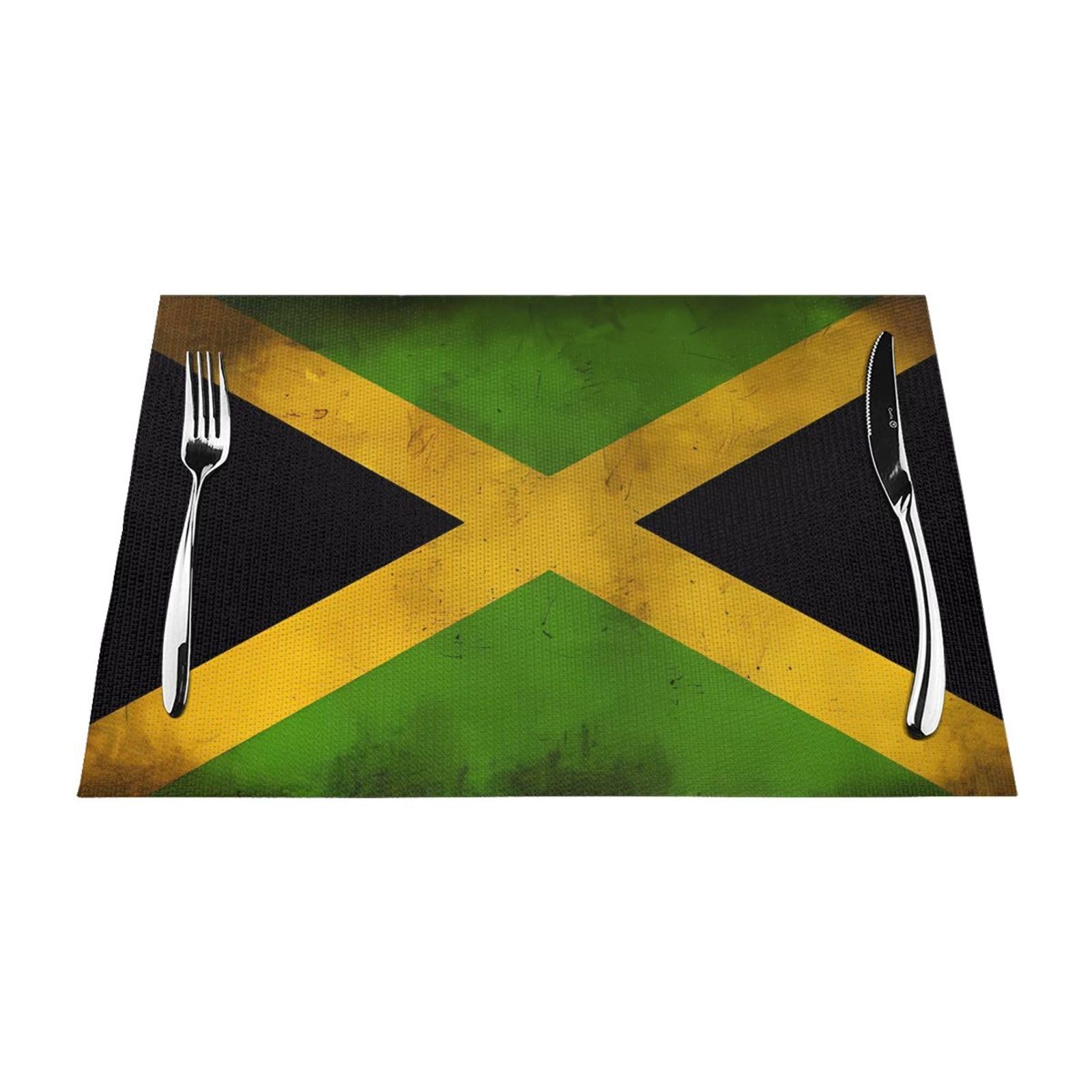Set de table drapeau Jamaïque en tissu imprimé pour vos repas à la maison ou soirées à thème