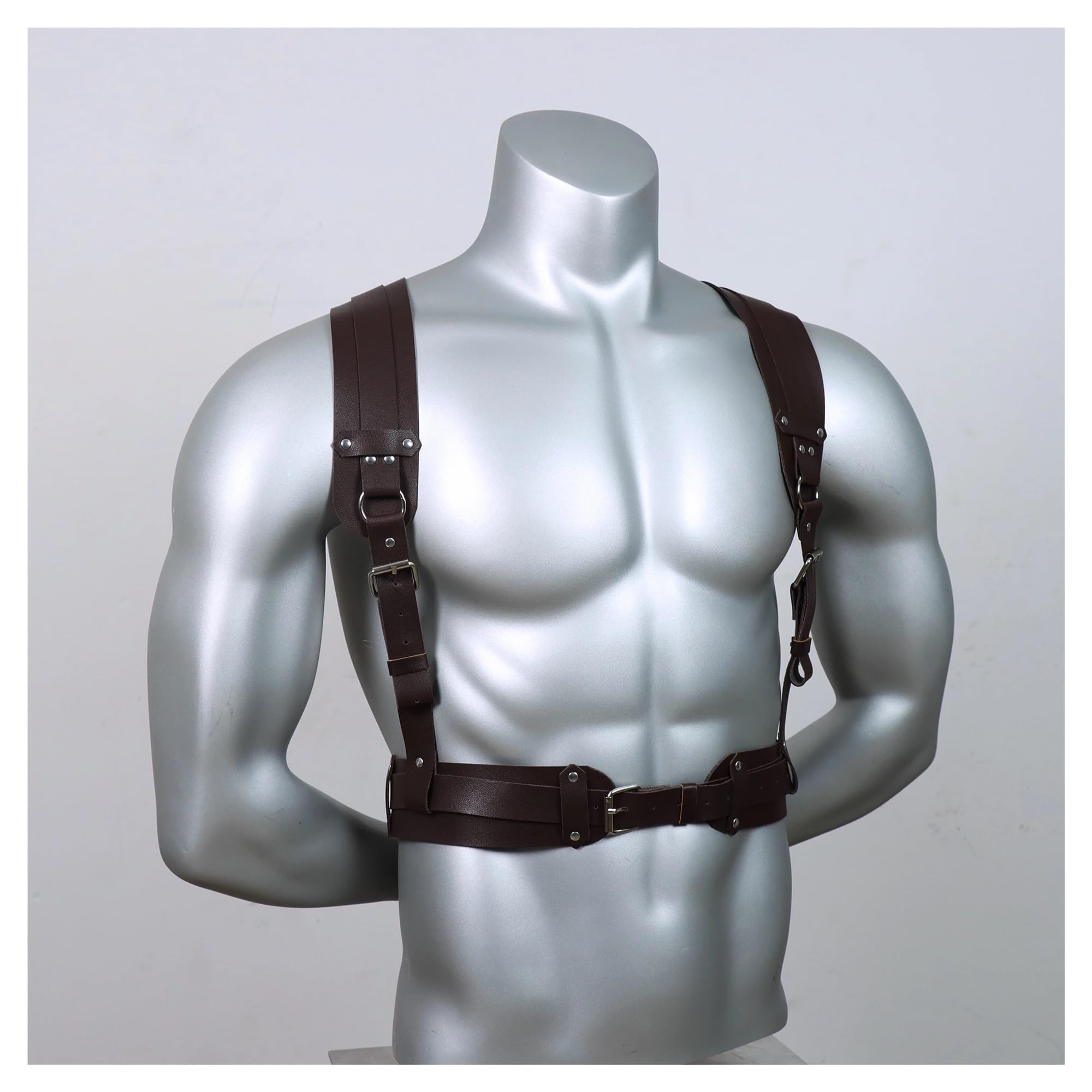 Amazon.co.jp: ヴィンテージレザーベストストラップブレース