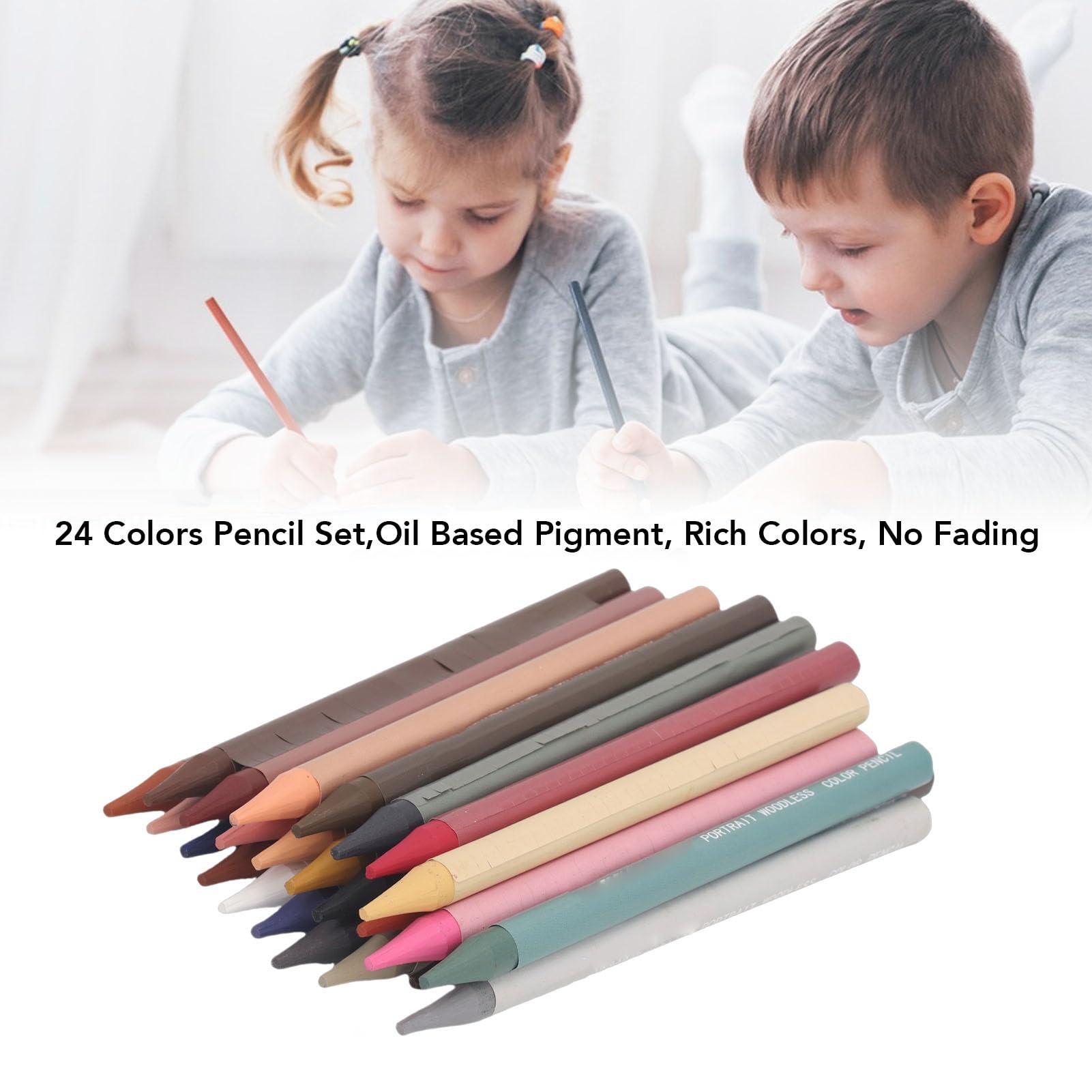 Set di 24 matite Colorate con pigmenti a Base di Olio, matite Colorate Senza Legno per disegnare mescolando Strati e Studenti Adulti