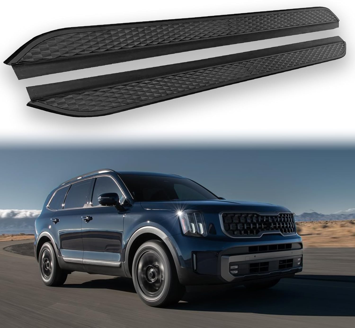 2Pcs Fits for KIA Telluride 2020-2025 Running Boards Side Steps Pedals Black Nerf Bar