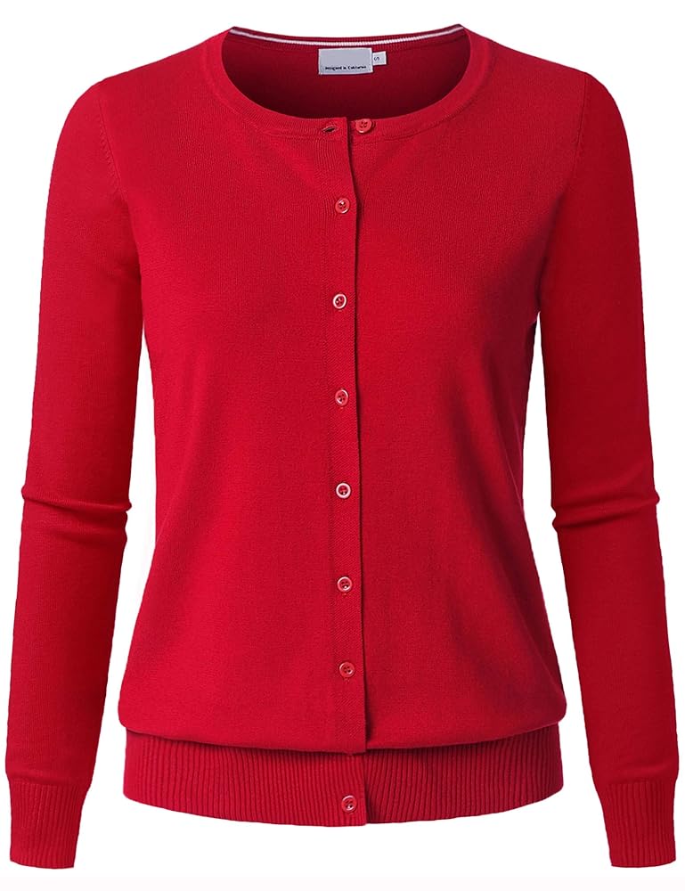 トップス andequal unique button cardigan red MakeMeChic Women's Rhinestone Button Down Cardigan Long