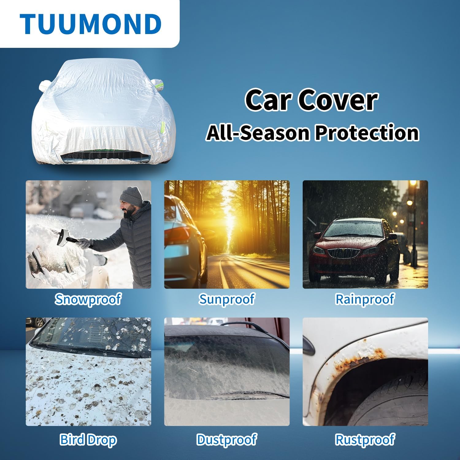 Car Cover Fit for Tesla Model Y 2020-2023, Waterproof All Weather Outdoor, Full Exterior Cover for Automobiles, Rain Sun UV Protection Windproof, Scratch Resistant, Breathable, Dustproof