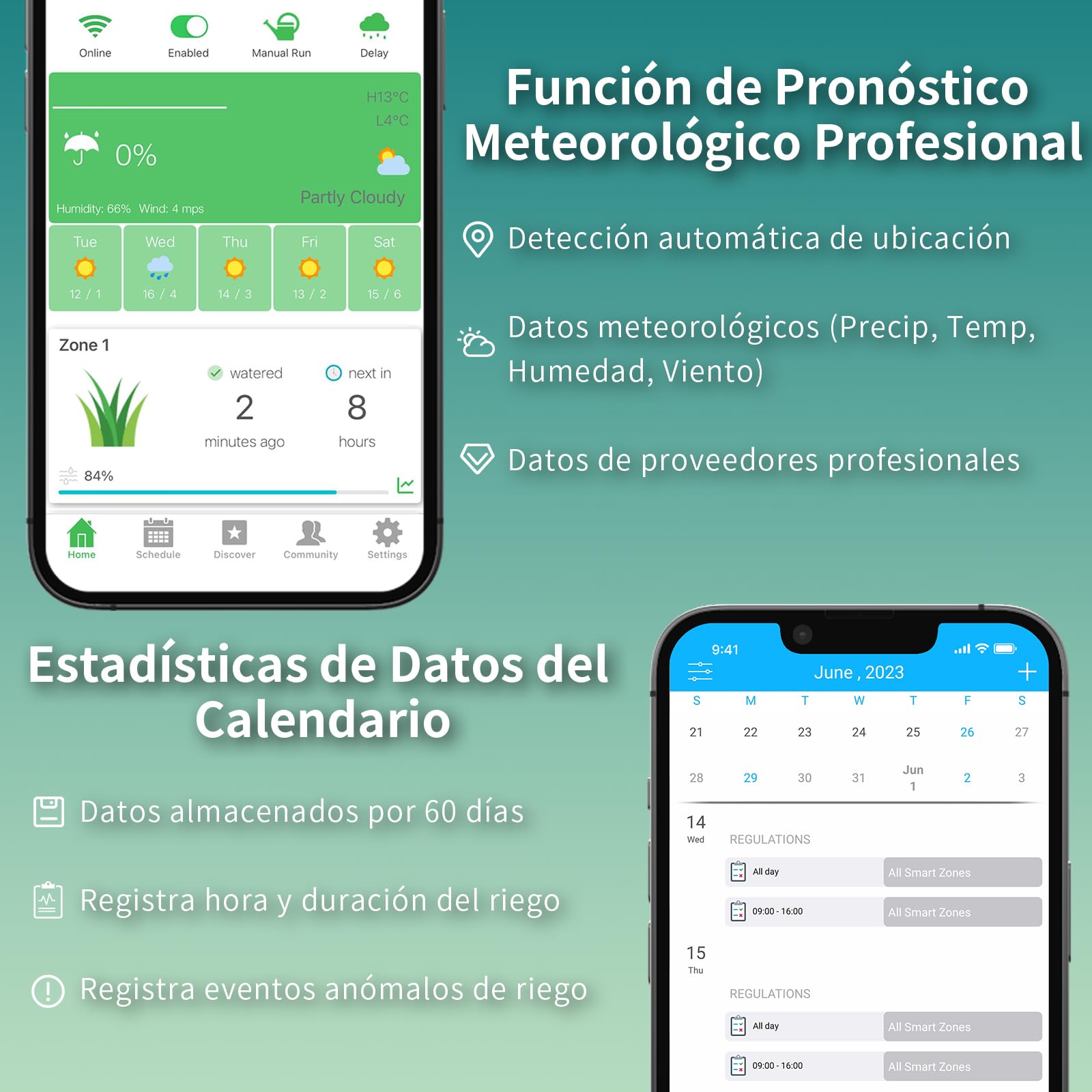 Netro Spark 16Zone Botones Touch Programador Riego WiFi Para Césped Con App | Serv Meteorol, Datos de Plantas,‌ Programa de Riego, Salto Lluvia, Riego Automático con Sensor Netro, Historial‌,Uso Interior