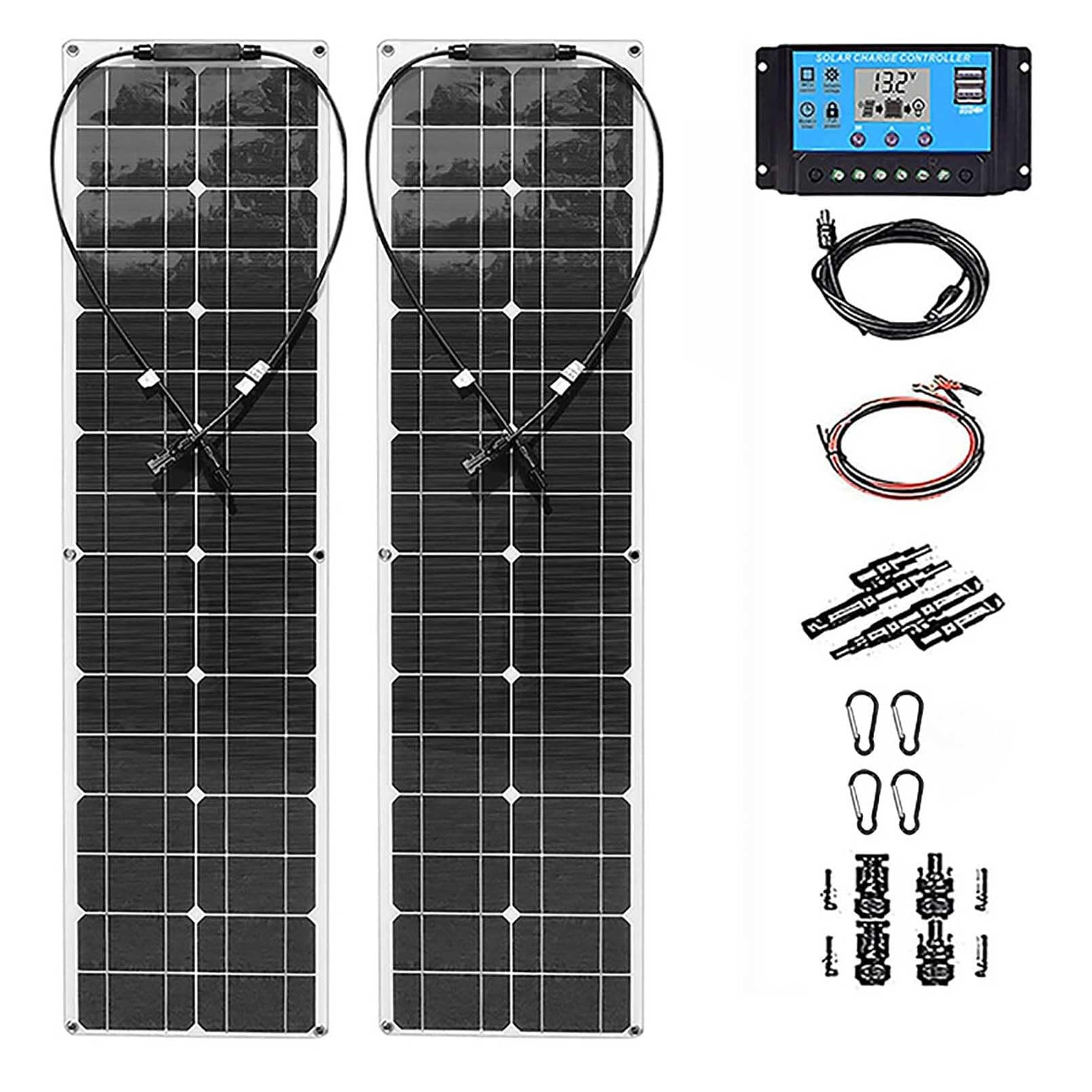 Panneaux solaires Flexibles monocristallins 600 W, kit de Panneaux solaires Pliables, Chargeur Mono Hors réseau pour Camping Car, Tente, Toit, Bateau, Cabine, Camping Marin, Blanc
