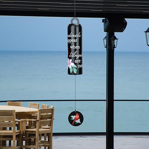 Miniatura 7 de Taman Carillón de viento cardenal, campanilla de viento de metal de tono profundo, serenidad, regalo conmemorativo de condolencias para el hogar, al