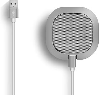 SiZHENG USB Microphone for PC Gaming Computer Microphone Plug Play Omnidirectional Condenser Boundary Microphone for Online Meeting, Livingstreaming, Podcasting(Silver)