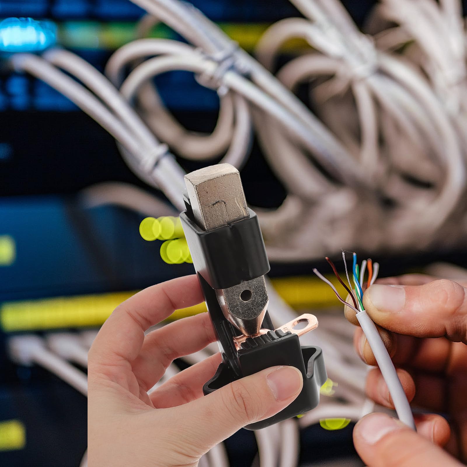 Juego de Herramienta de Engarce para Cables de Batería Terminal de Anillo 4 Awg, Acero Resistente y Resorte para Proyectos Marinos y Cables de Soldadura