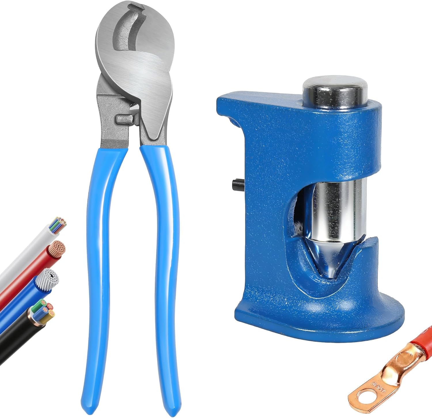 Cable Cutter and Hammer Lug Crimper Tool Kits,Heavy Duty Cable Cutting/Stripping/Crimping for 16 AWG to 4/0 AWG Battery and Welding Cables, Aluminum, Copper Cable for Automotive/Industrial Wiring