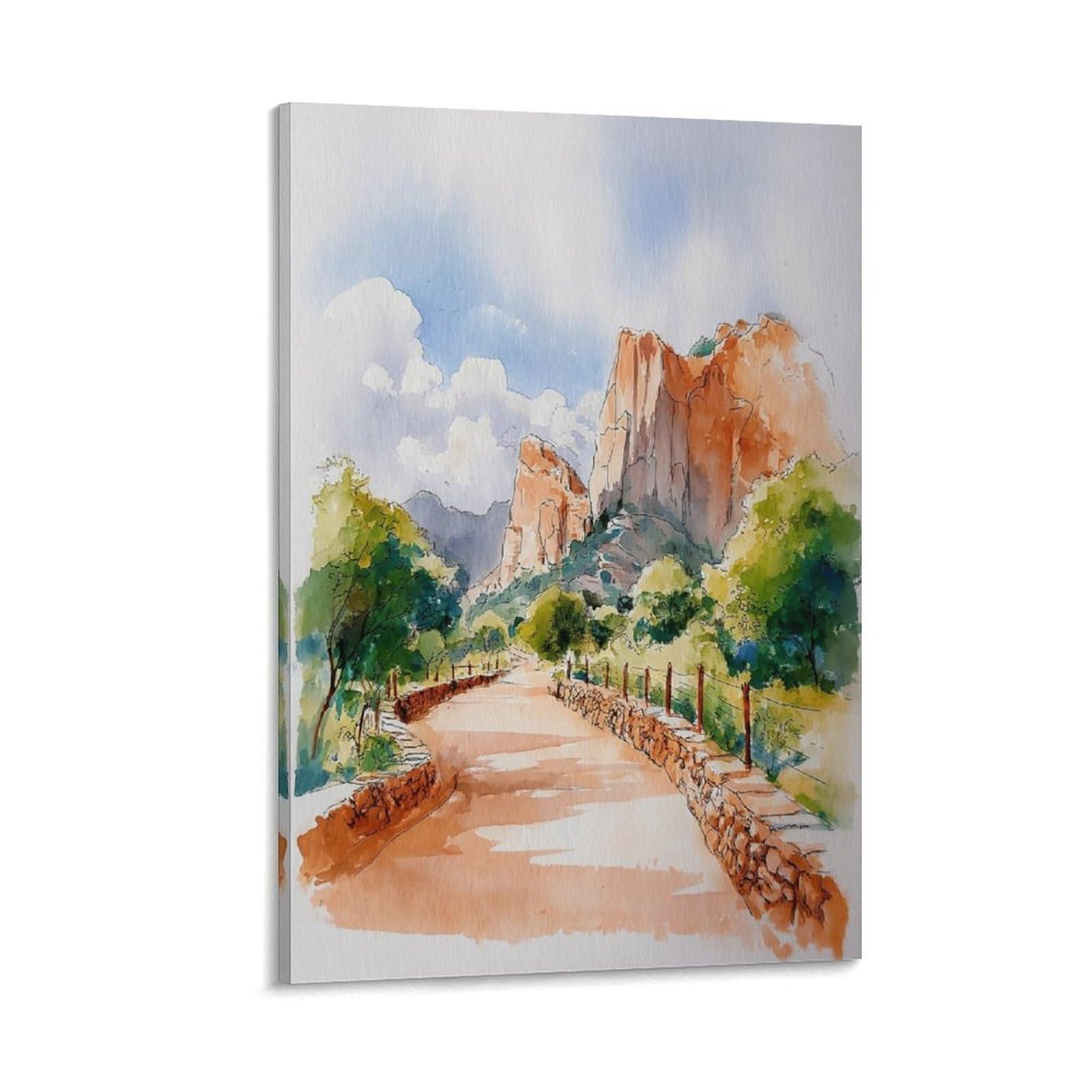 LCYNNH Sedona Arizona Watercolor 12x18inch(30x45cm) Vintage Travel Poster Watercolor Canvas Art