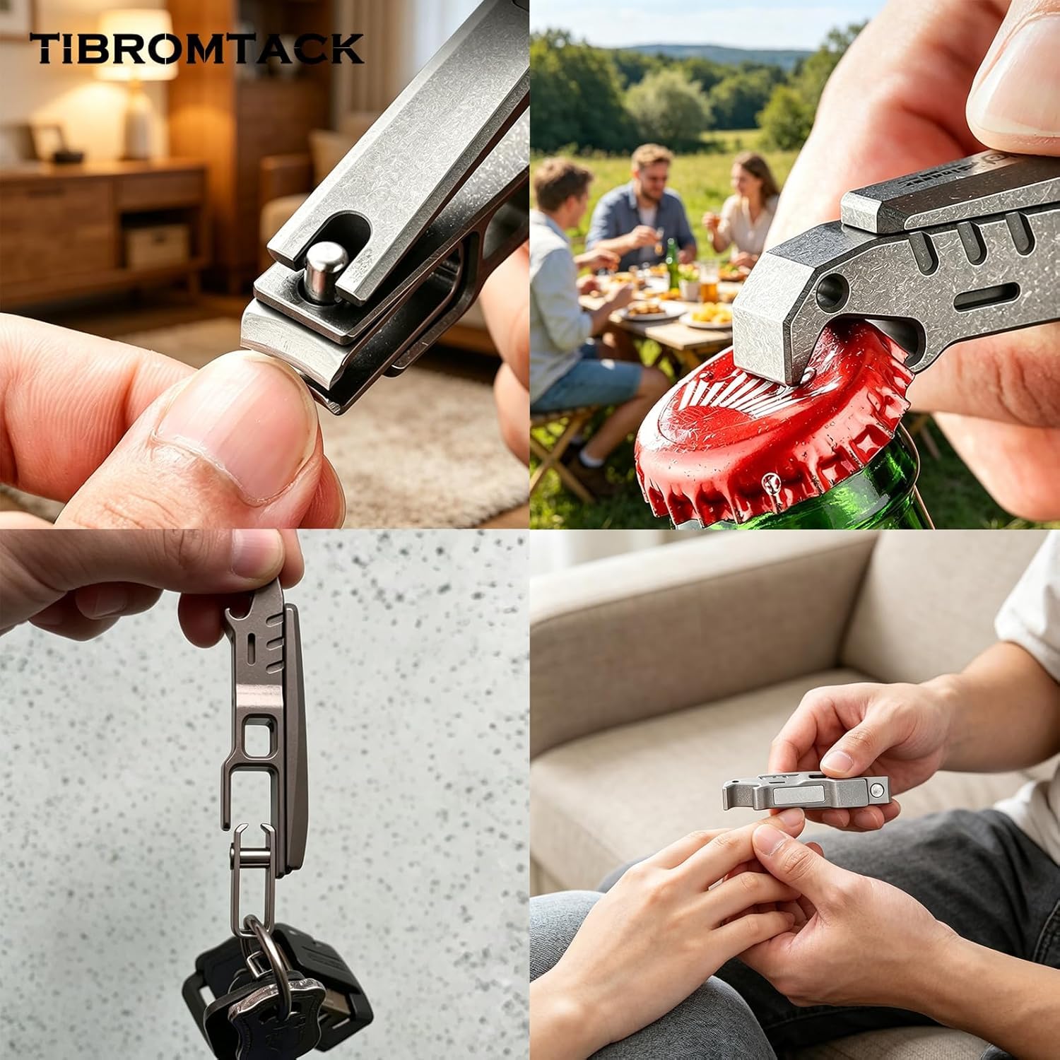Gr5 Titan Nagelknipser, multifunktionaler Nagelschneider | für Finger- und Zehennägel, leichter rostfreier Nagelknipser mit Flaschenöffner und Schlüsselanhänger