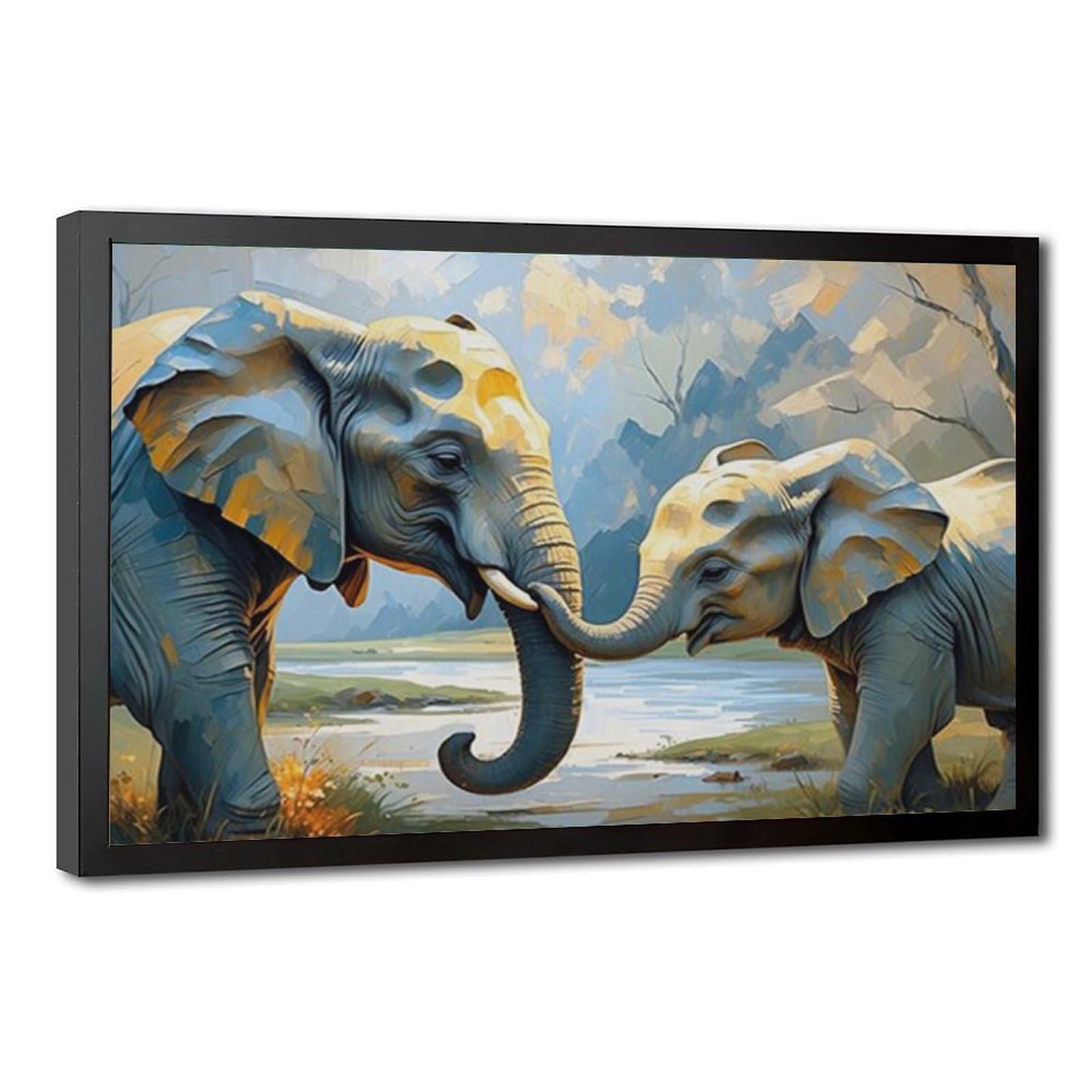Bareronor Watercolour Elephant Poster Canvas Poster Bedroom Decor Landscape Office Room Decor Gift 24" L X 36" W
