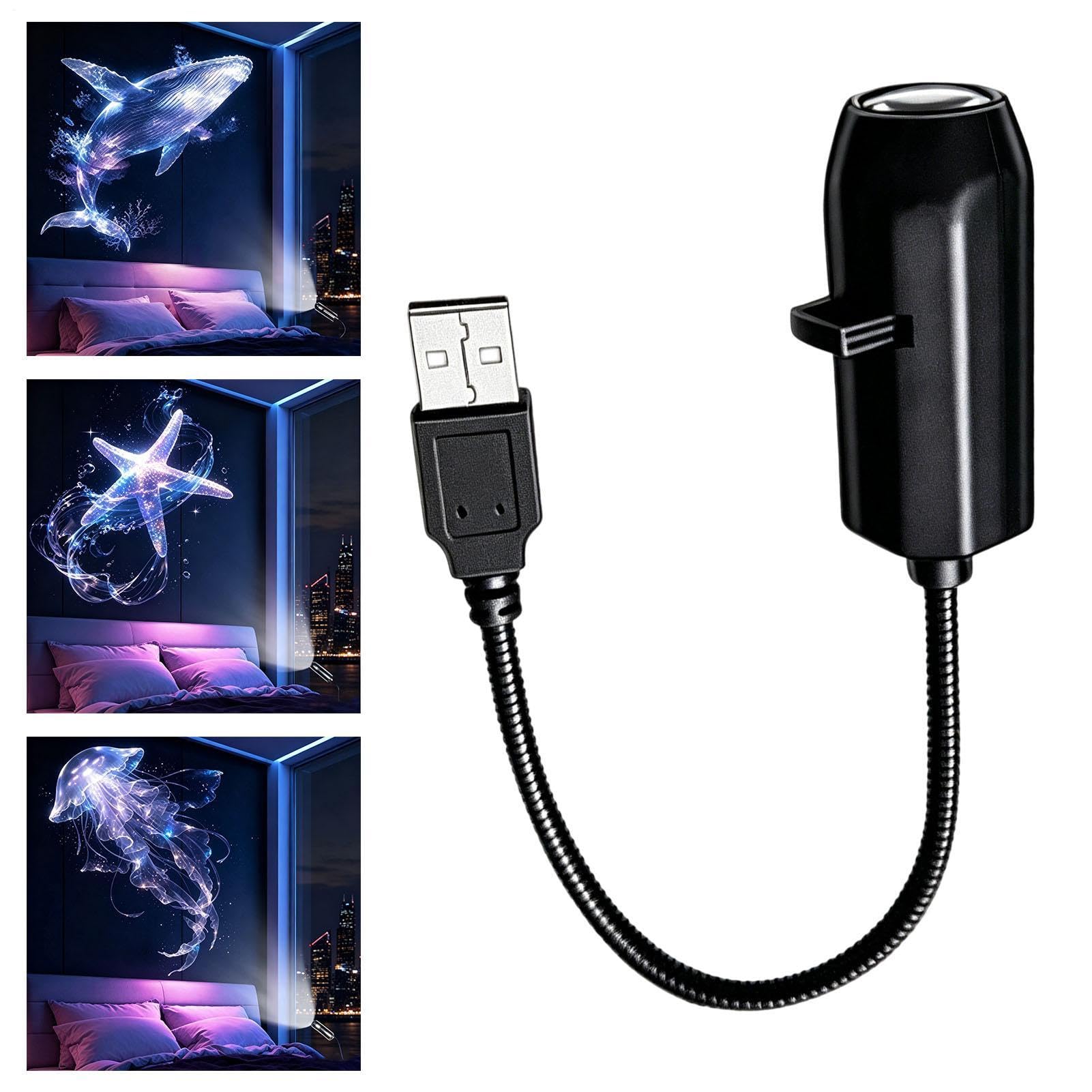 USB Night Lamp Projector | Adjustable Brightness USB with 3 Projection Films - LED Night Lamp Projector | for Bedroom Car Dormitory Meditation Space Relaxing Sleeping Ambient Lighting