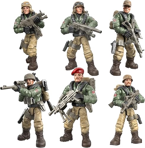 Miniatura 7 de MEIEST 6 figuras de acción militares de mini soldado, modelo del ejército, juguetes de bloques de construcción con múltiples accesorios de armas