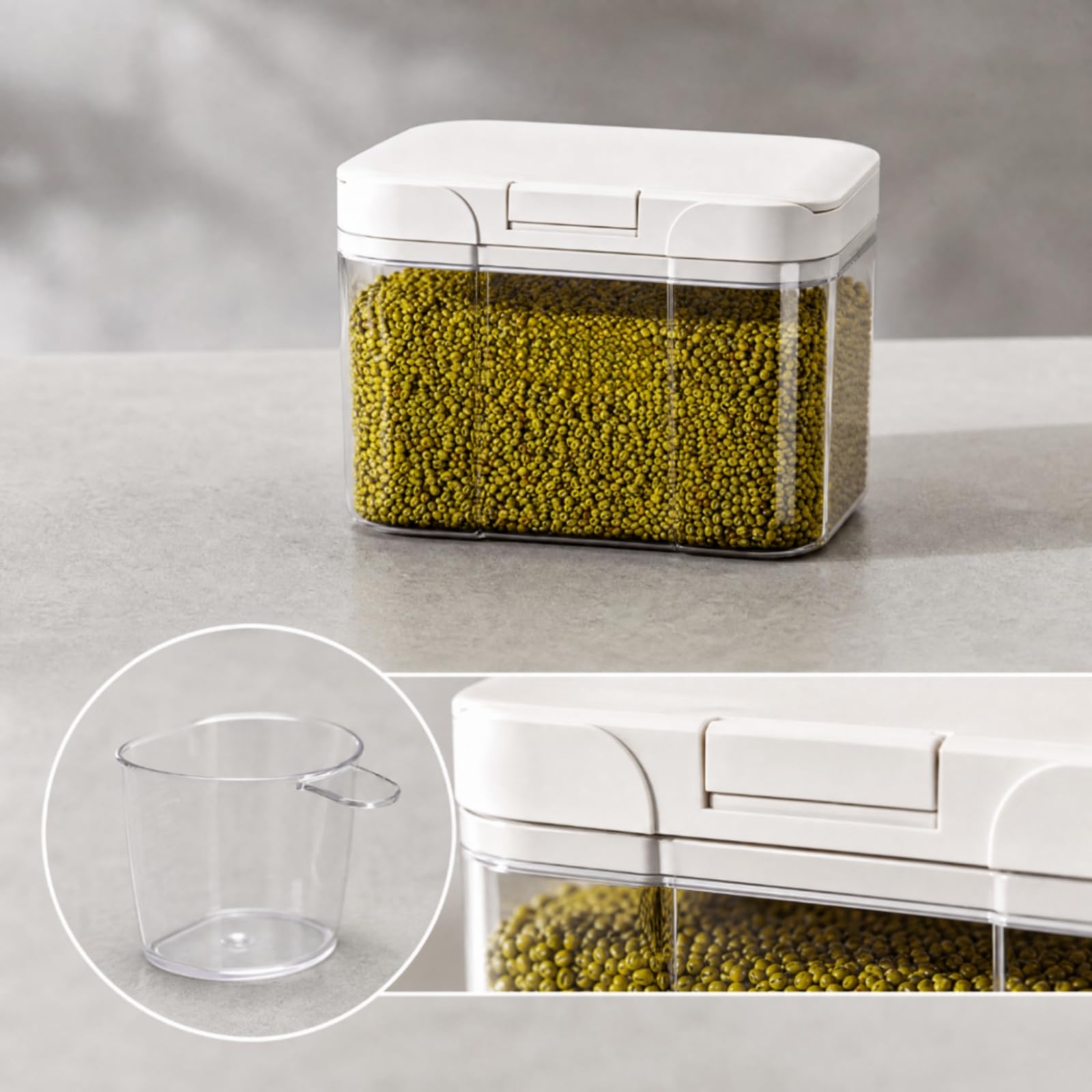 Boîte Stockage Carrée pr Secs Hermétique Conteneur Stockage Riz à verture Aisée Distributeur Céréales pr Cuisine, 15L