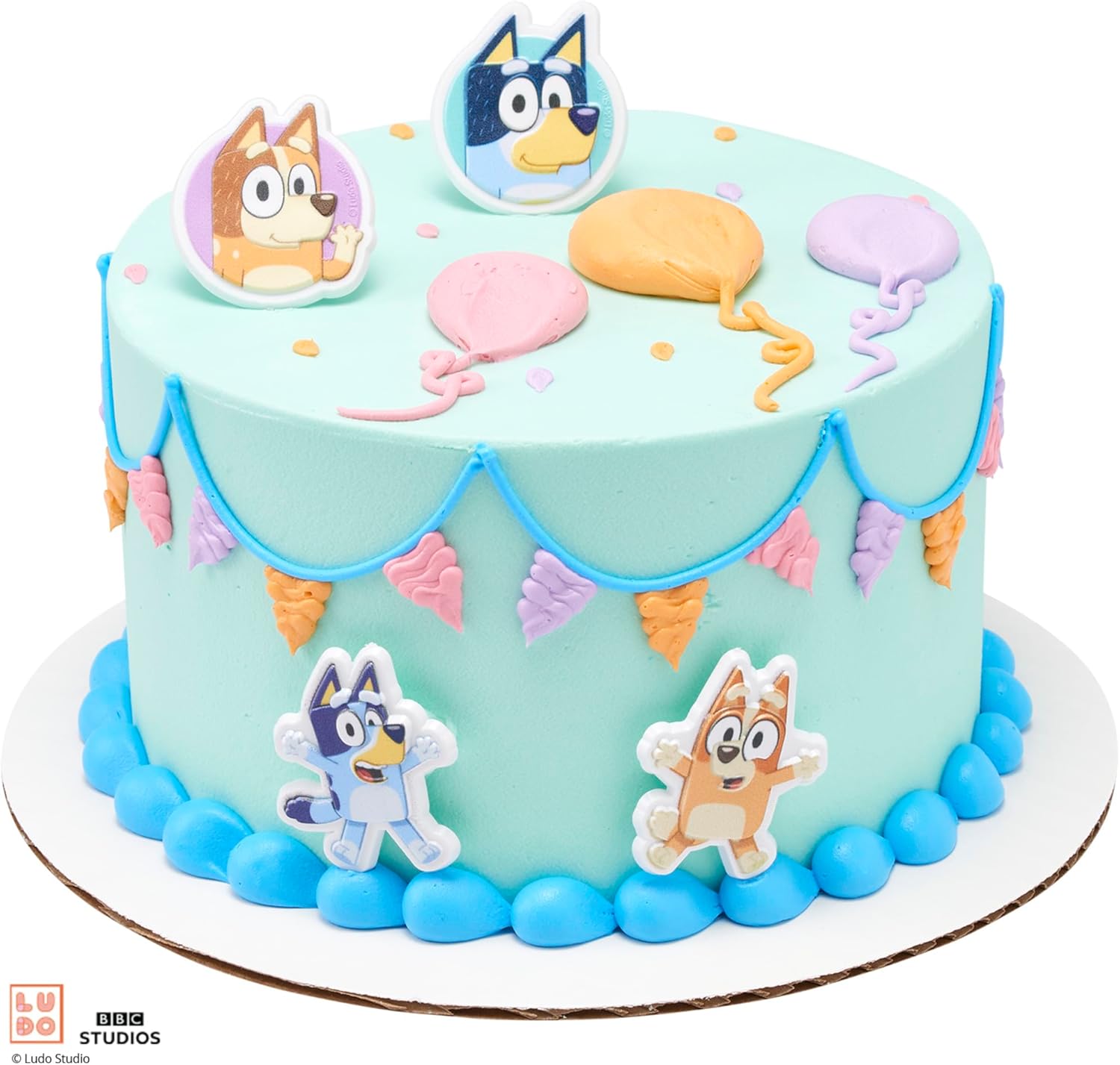 DecoPac Bluey So Much Fun Rings, Cupcake Decorations Featuring Bluey, Bingo, Bandit, and Chilli, 3D Food Safe Cake Toppers –1.4 x 1.75 inches (Pack of 48)