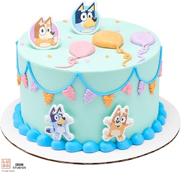 DecoPac Bluey So Much Fun Rings, 24 Cupcake Decorations Featuring Bluey, Bingo, Bandit, and Chilli, 3D Food Safe Cake Toppers 24 Pack