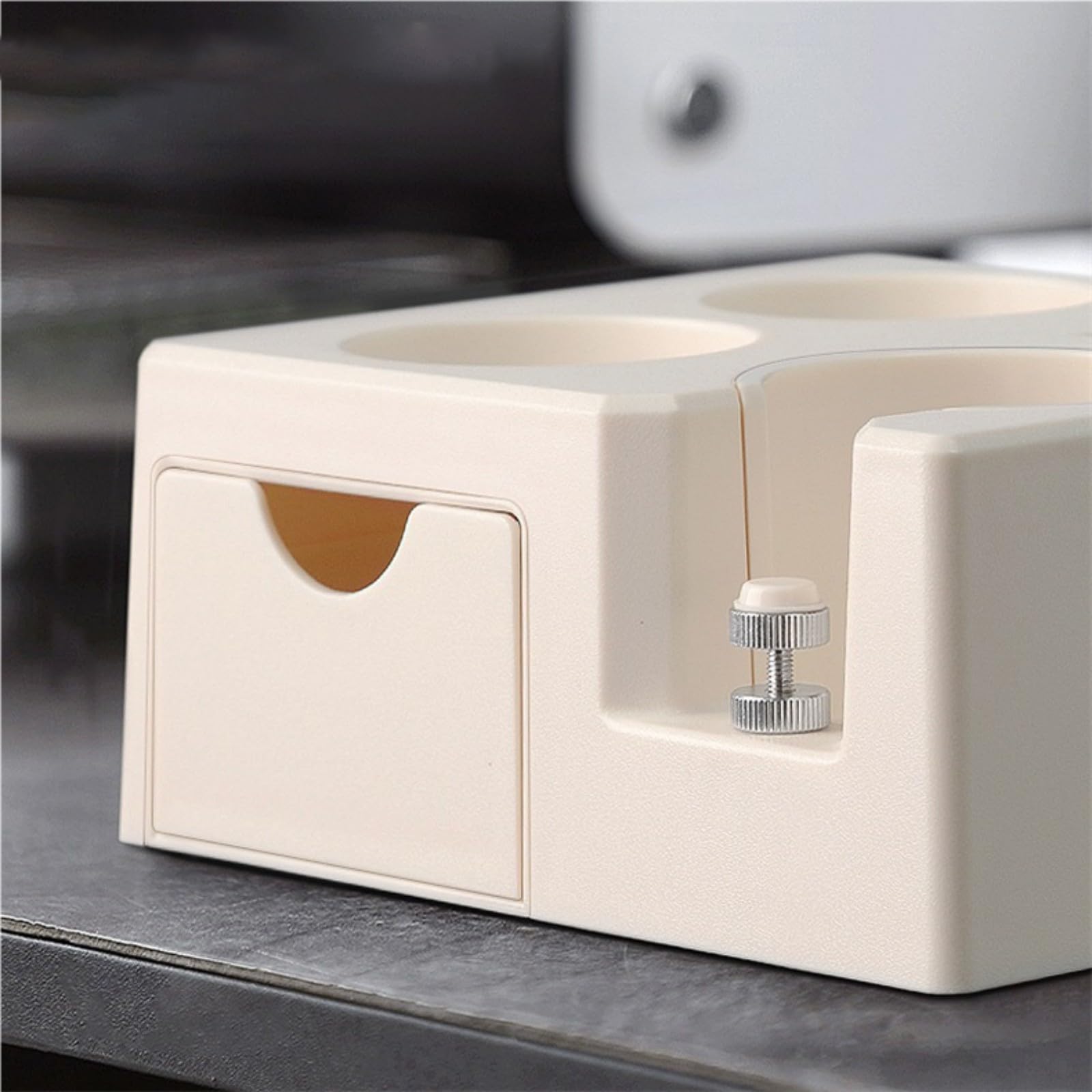 Multifunktionale Espresso-Tamperstation mit Aufbewahrungsboden für Baristas, Kaffee-Zubehör, quadratisch, Schubladen-Stile