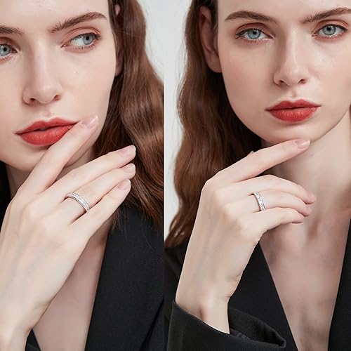 Miniatura 2 de Anillos de moissanita con certificación GRA, plata esterlina con anillo de compromiso chapado en oro blanco de 18 quilates, anillos de boda de