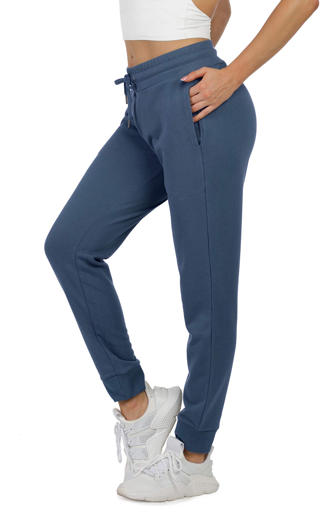icyzone Pantalon de Sport pour Femmes en Coton Confortable avec Poches pour Fitness Gym Jogging