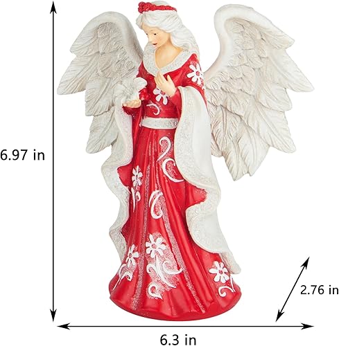 Miniatura 2 de Figuras de ángel de la guarda pintadas a mano de 7 pulgadas con alas brillantes, estatua de ángel para el día de San Valentín, regalos para mujeres
