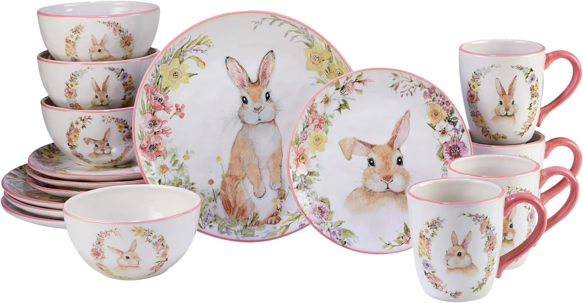 Easter Garden 16 pc Dinnerware Set, Service for 4, Multicolored