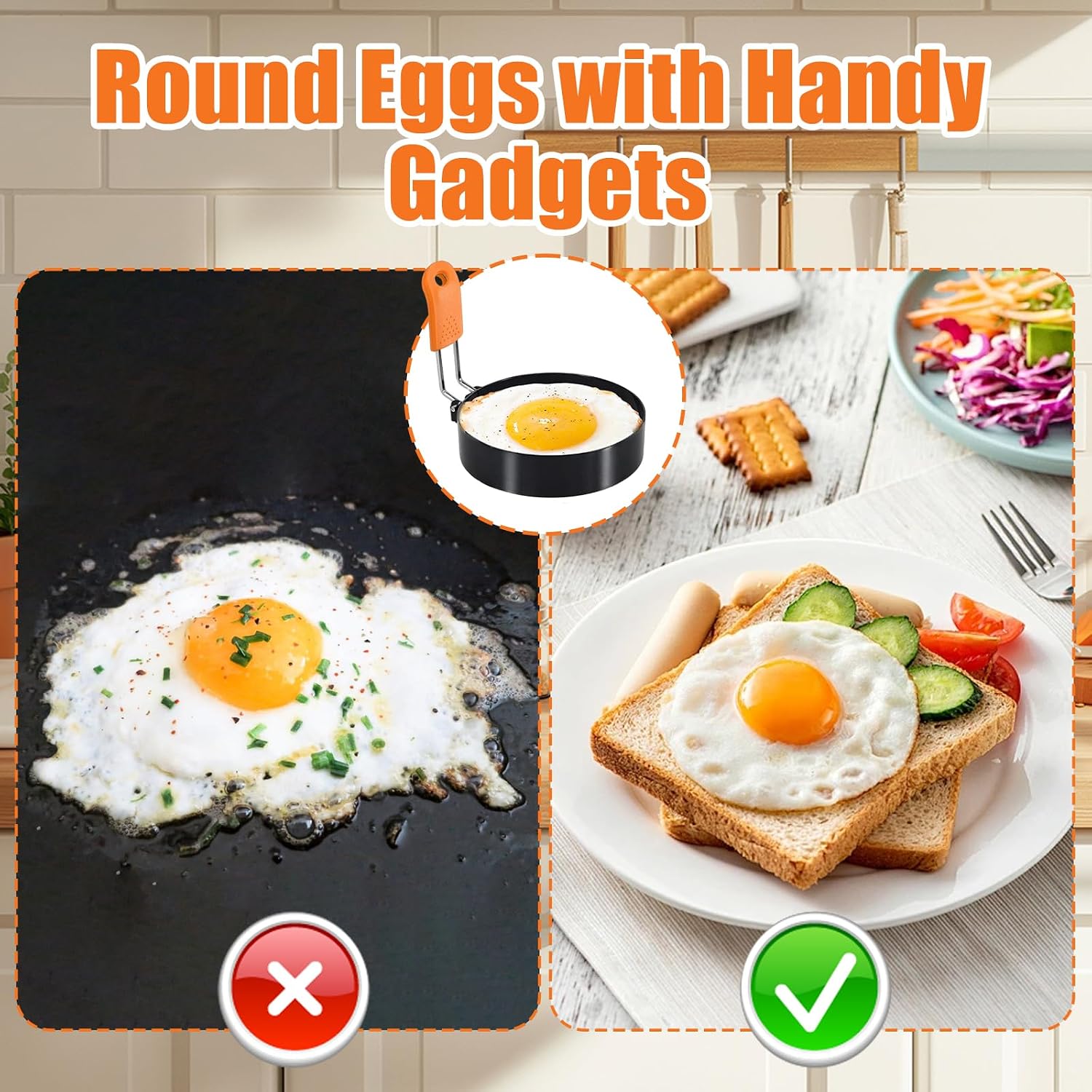 4 Set 3.5" Nonstick Egg Rings, Large Ring for Frying Eggs image 4
