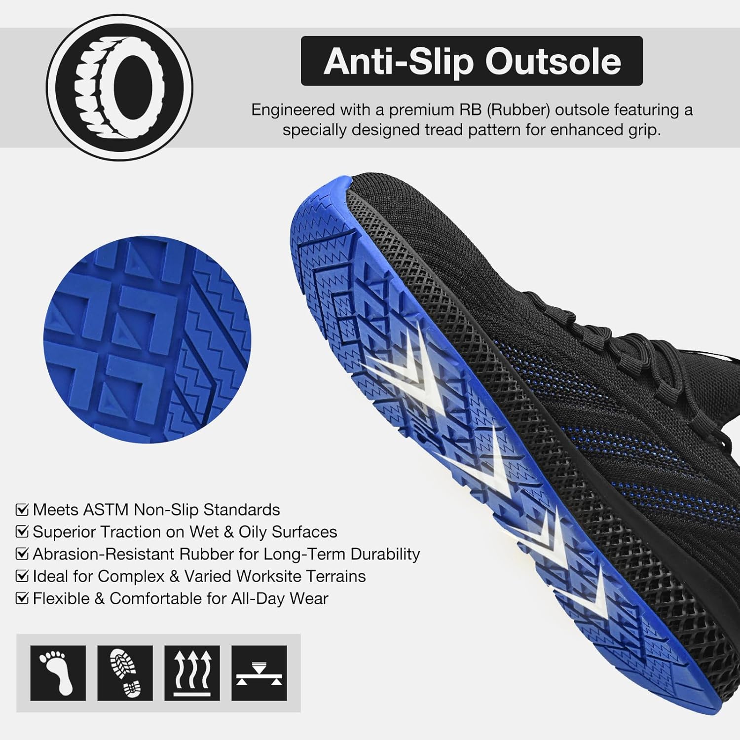 SPIEZ Composite Toe Safety Shoes for Men Women,Non Slip Comfortable Safety Tennis with Lightweight Breathable,Black Blue - Image 8