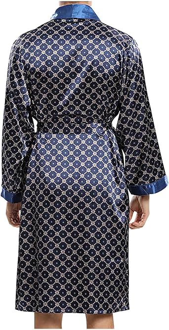 Silk Robe for Men Big and Tall Long Sleeve and Shorts 2 Piece Pajama Set Cozy Soft Lounge Kimono Spa Bathrobe